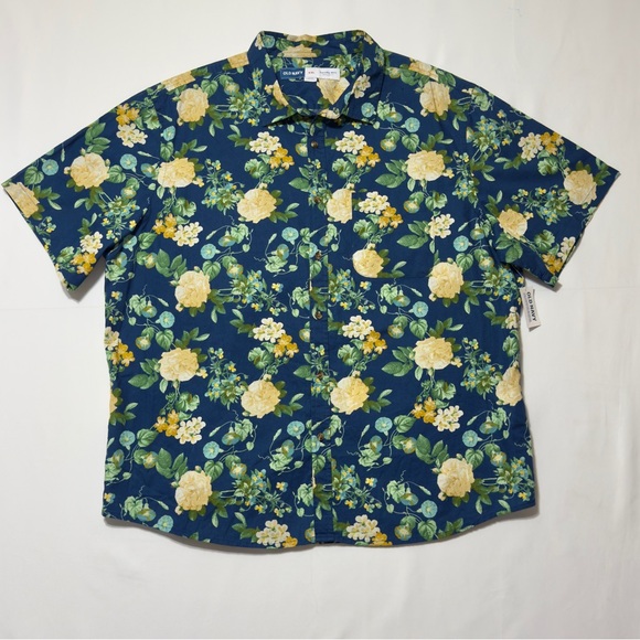 NEW Old Navy Blue and Yellow Casual Button Down Shirt Excellent - Picture 2 of 12